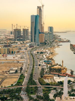 Jeddah, Saudi Arabia Jan 1 2024: skyline - Arial View - Jeddah city Saudi Arabia