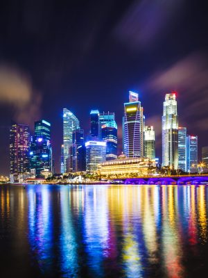 Singapore skyline at night