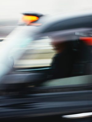 Daily life in the city. Taxi car in blurred motion. London, The United Kingdom of Great Britain and Northern Ireland